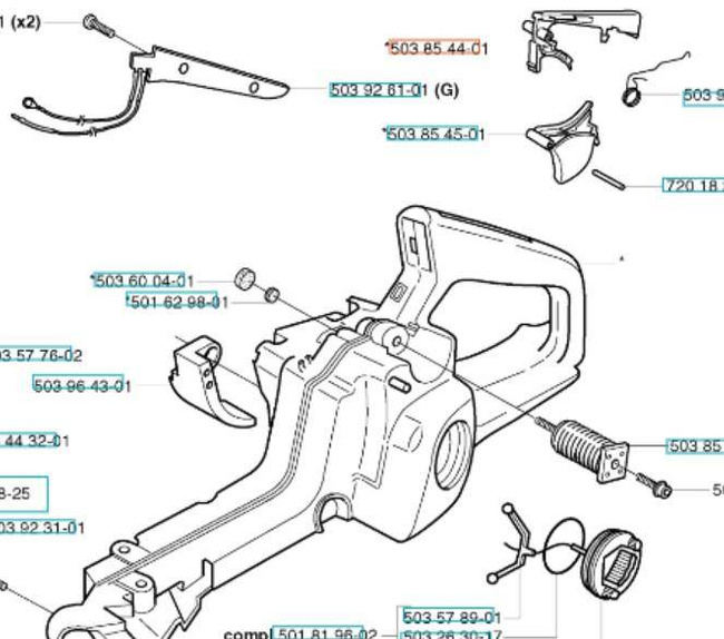 Blokada dźwigni gazu Husqvarna 340