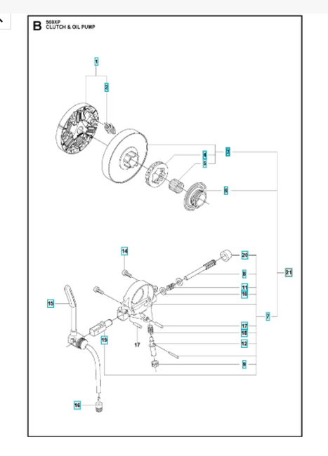 Bęben sprzęgła 0,325 Husqvarna +pompka+ ślimak