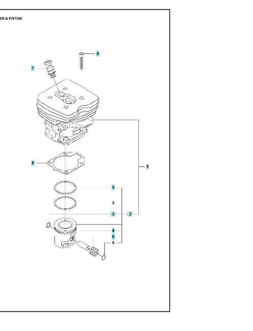 Cylinder Husqvarna komplet 555 FX