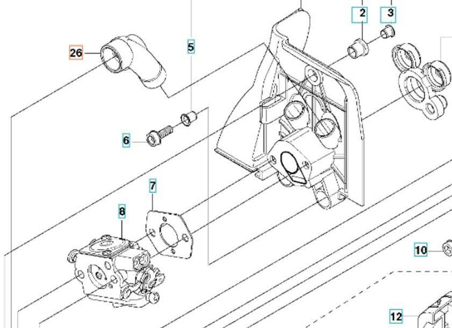 Łącznik gumowy Husqvarna górny 333 R
