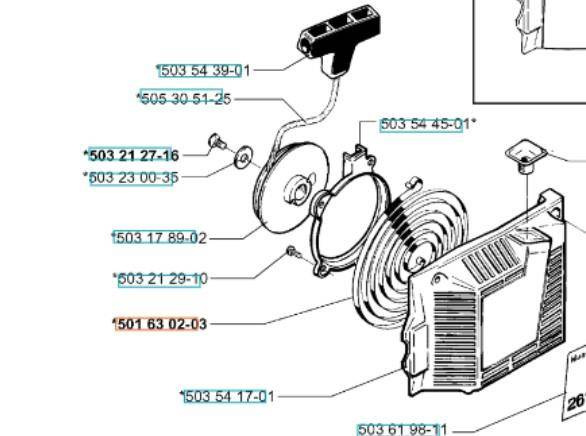 Sprężyna rozrusznika Husqvarna 254 XP