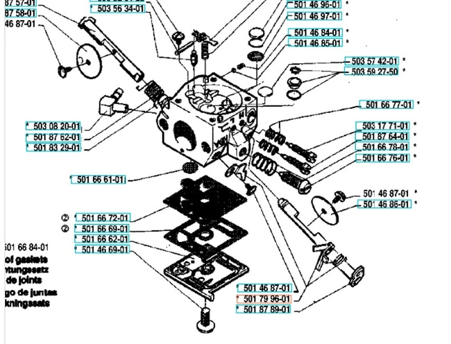 Zestaw gaźnika Husqvarna 254XP