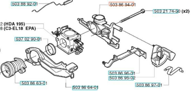 Podstawa filtra powietrza Husqvarna 340 353
