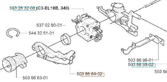 Podstawa gaźnika Husqvarna 340 345 346