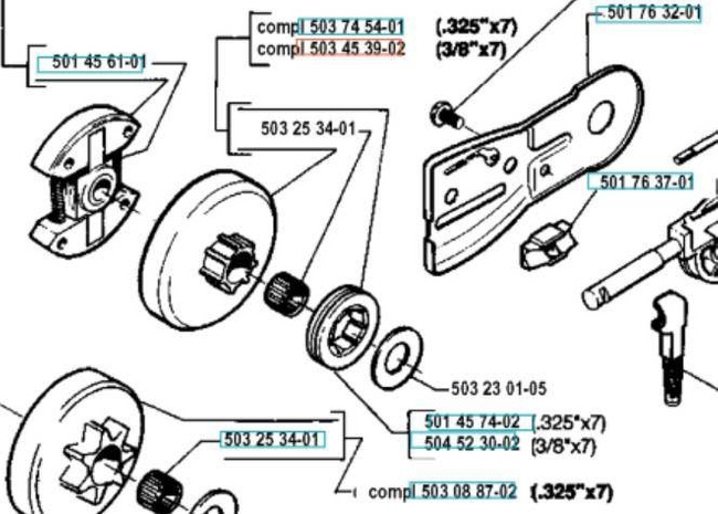 Bęben sprzęgła Husqvarna 51 55 - 3/8 , 254