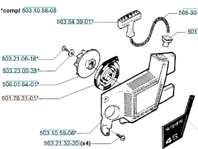 Sprężyna rozrusznika Husqvarna 51 ,55