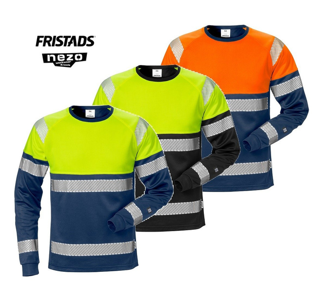 KOSZULKA ODBLASKOWA Z DŁUGIM RĘKAWEM FRISTADS HI-VIZ KLASY 1 7519 THV