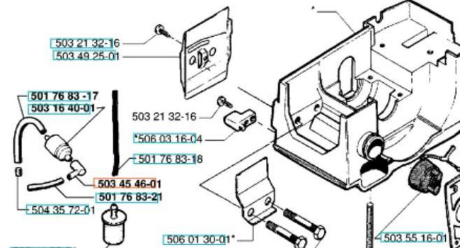 Kolanko Husqvarna 40 - odpowietrzenie zbiornika paliwa