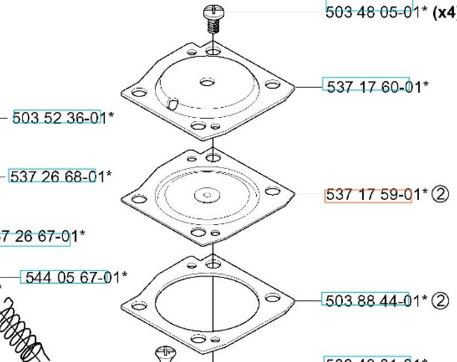 Membrana od strony zaworka Husqvarna 340