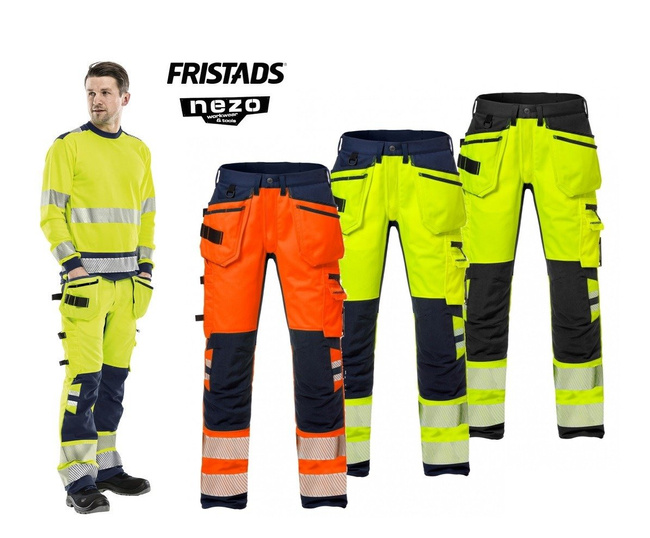 ELASTYCZNE SPODNIE ODBLASKOWE FRISTADS HI-VIZ KLASY 2 2707 PLU