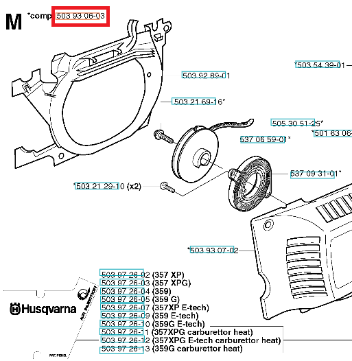 Rozrusznik Husqvarna komplet 357XP
