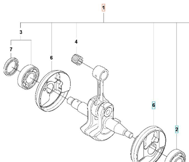 Wał korbowy Husqvarna 560xp z łożyskami - do nr ser 20202399999