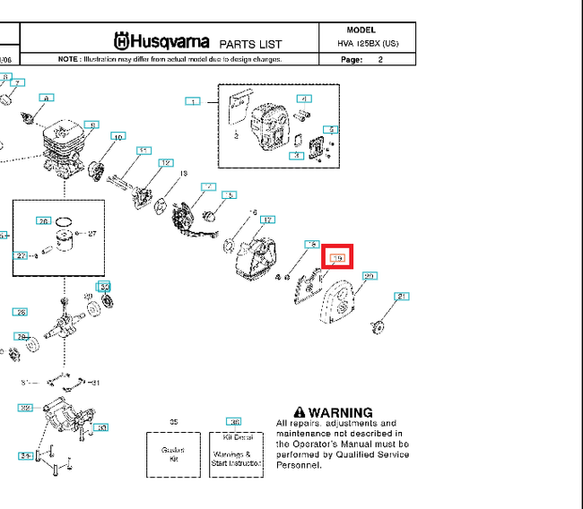 Filtr powietrza Husqvarna 125BVX