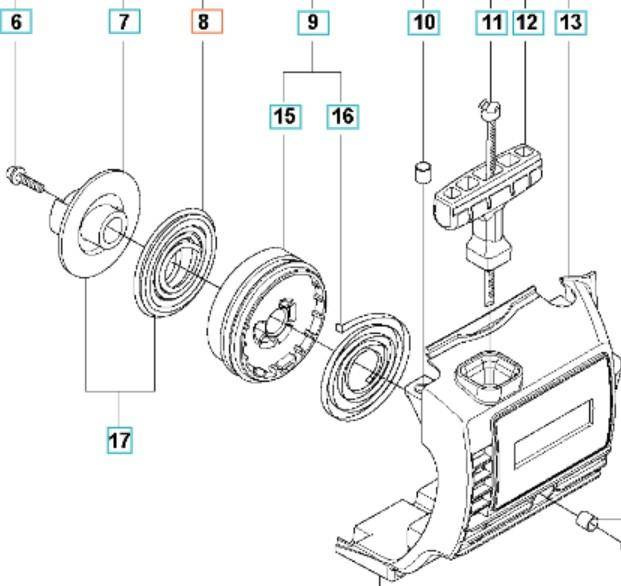 Sprężyna rozrusznika Husqvarna 323 RII pomocnicza