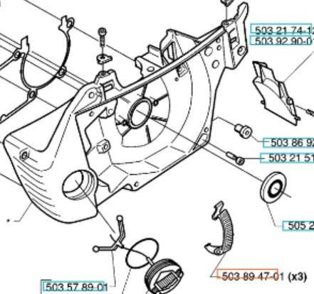 Zatrzask pokrywy cylindra Husqvarna 346